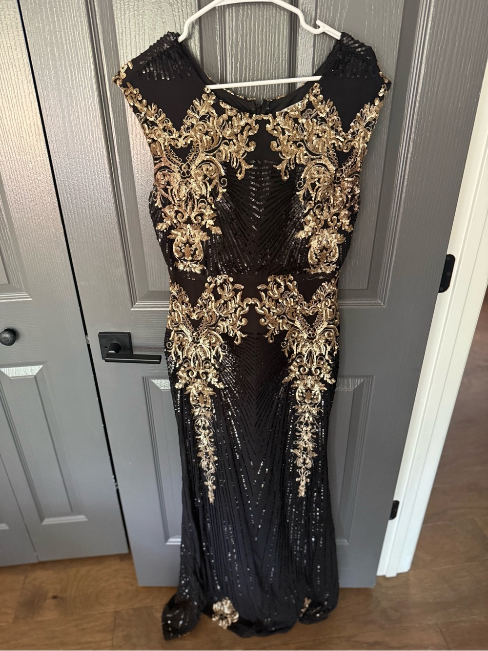 Baltic Born Black and Gold Embellished Maxi Gown